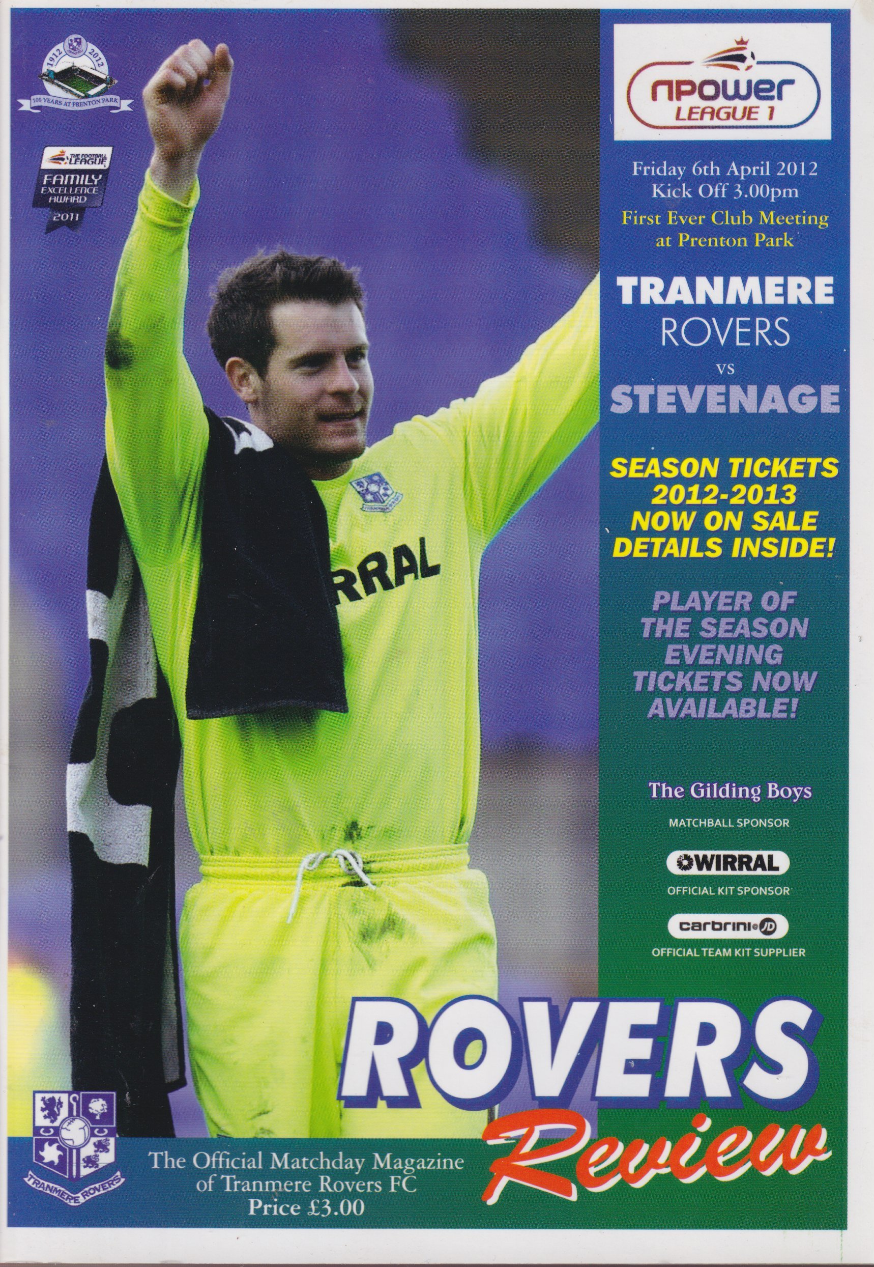 Tranmere Rovers v Stevenage match programme